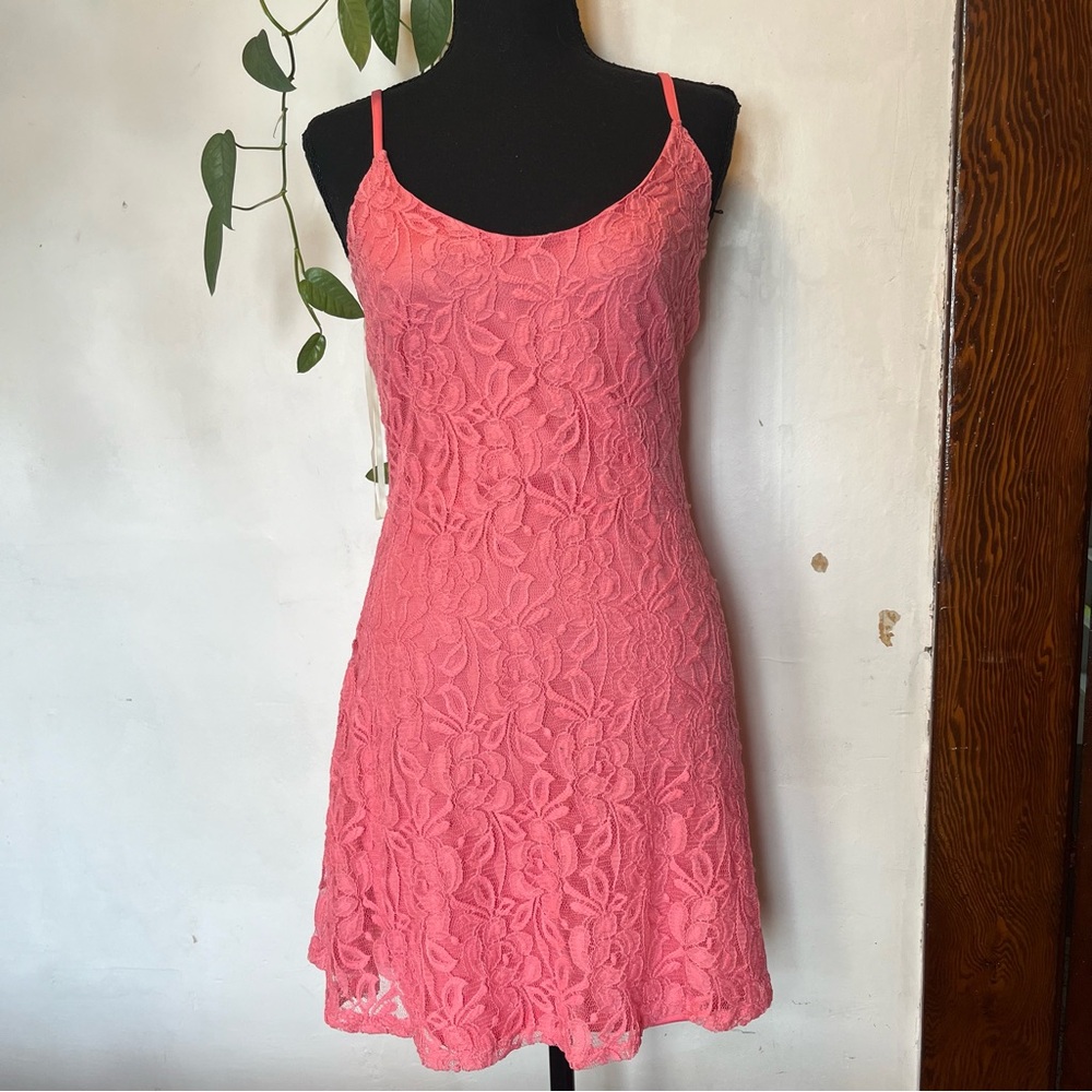 Vintage Pink Lace Mini Dress